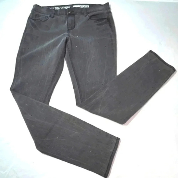 Vintage DKNY Jeans "Ave B" Vintage Gray Tiny Sparkle Studs Sz 8 - Picture 1 of 15